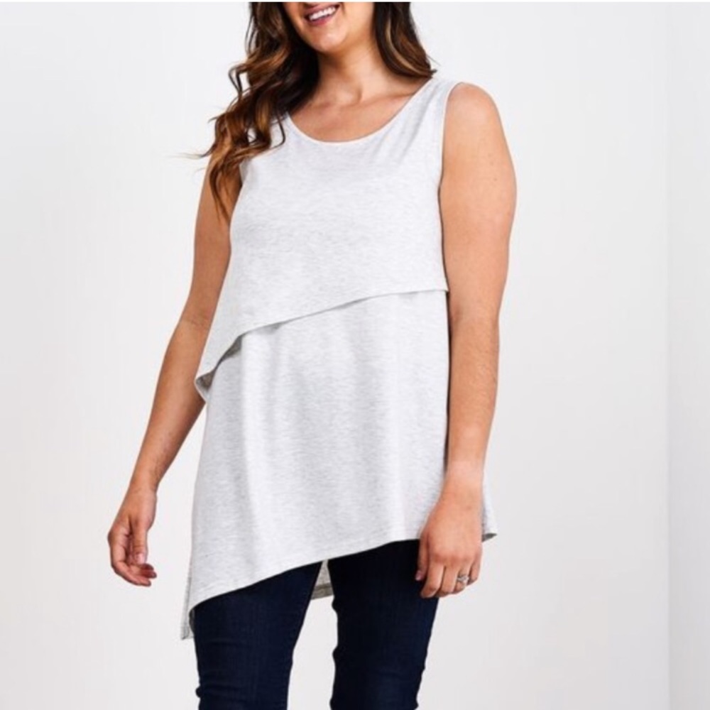 Latched Mama Light Gray Layered Nursing Tank Top